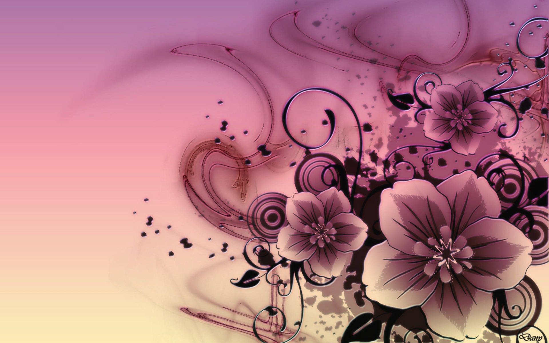 Basic Flower Art Pink Wallpaper