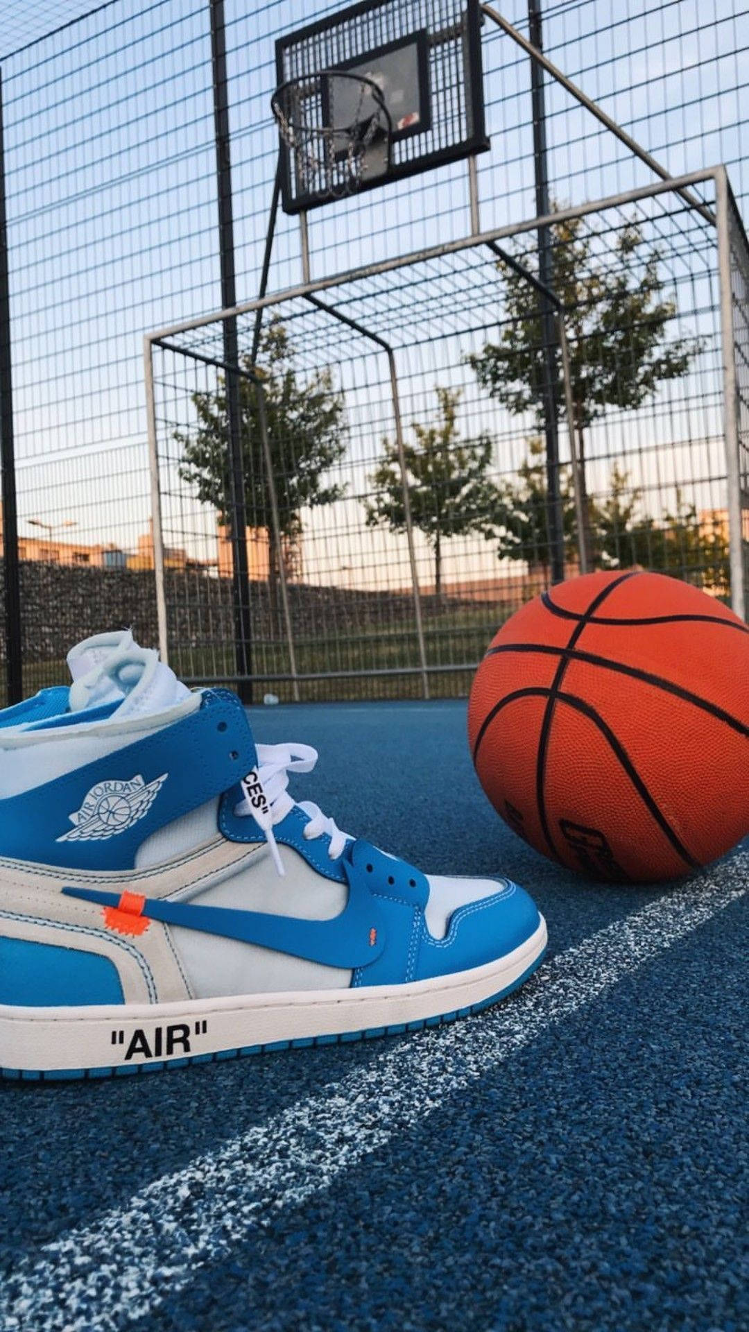 Basketball Iphone Blue Shoe And Ball Wallpaper