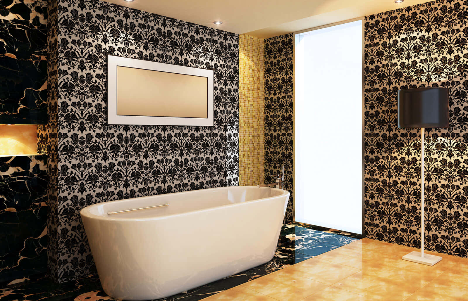 Bathroom Black Pattern Wallpaper