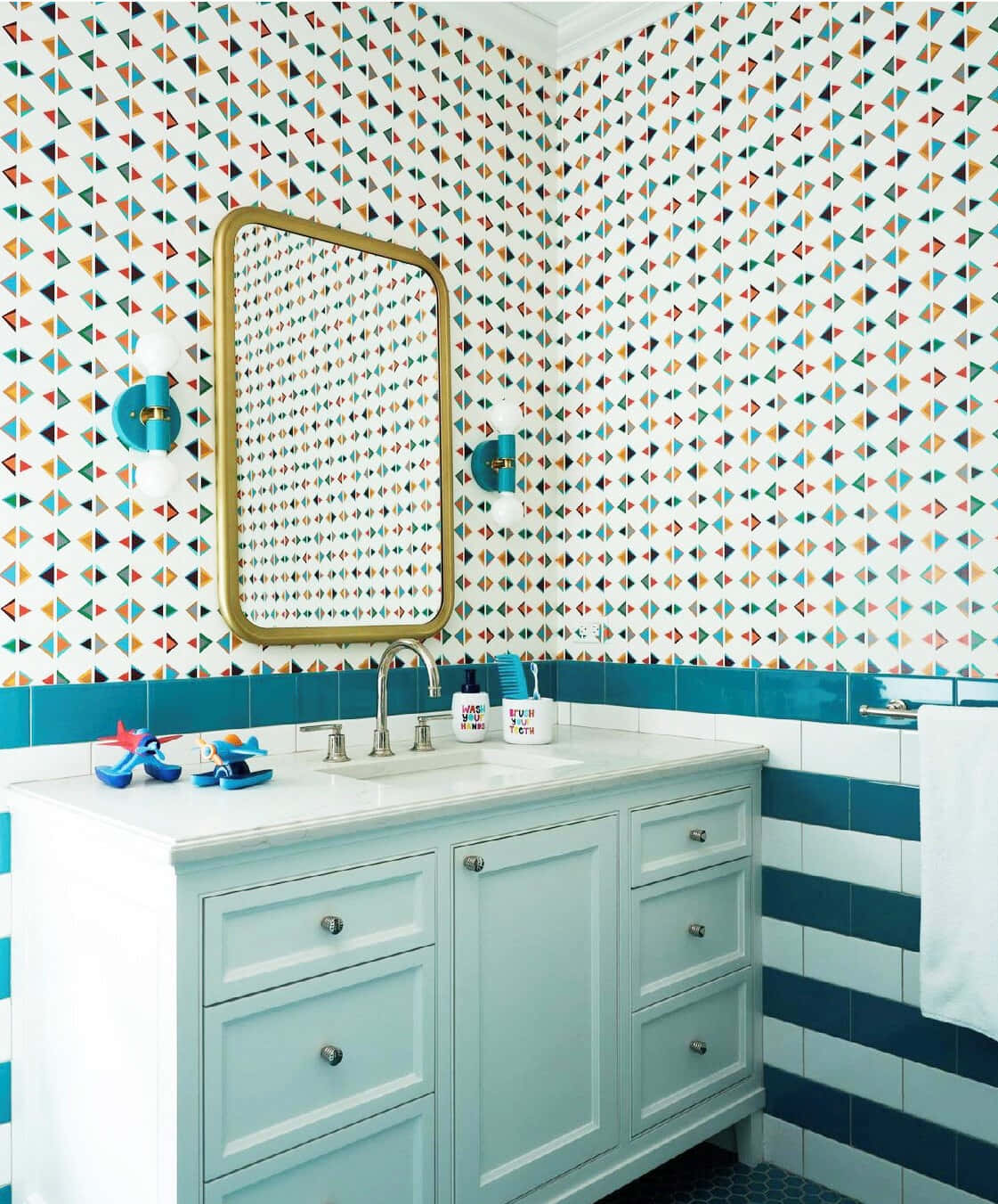 Bathroom Colorful Patterned Tiles Wallpaper