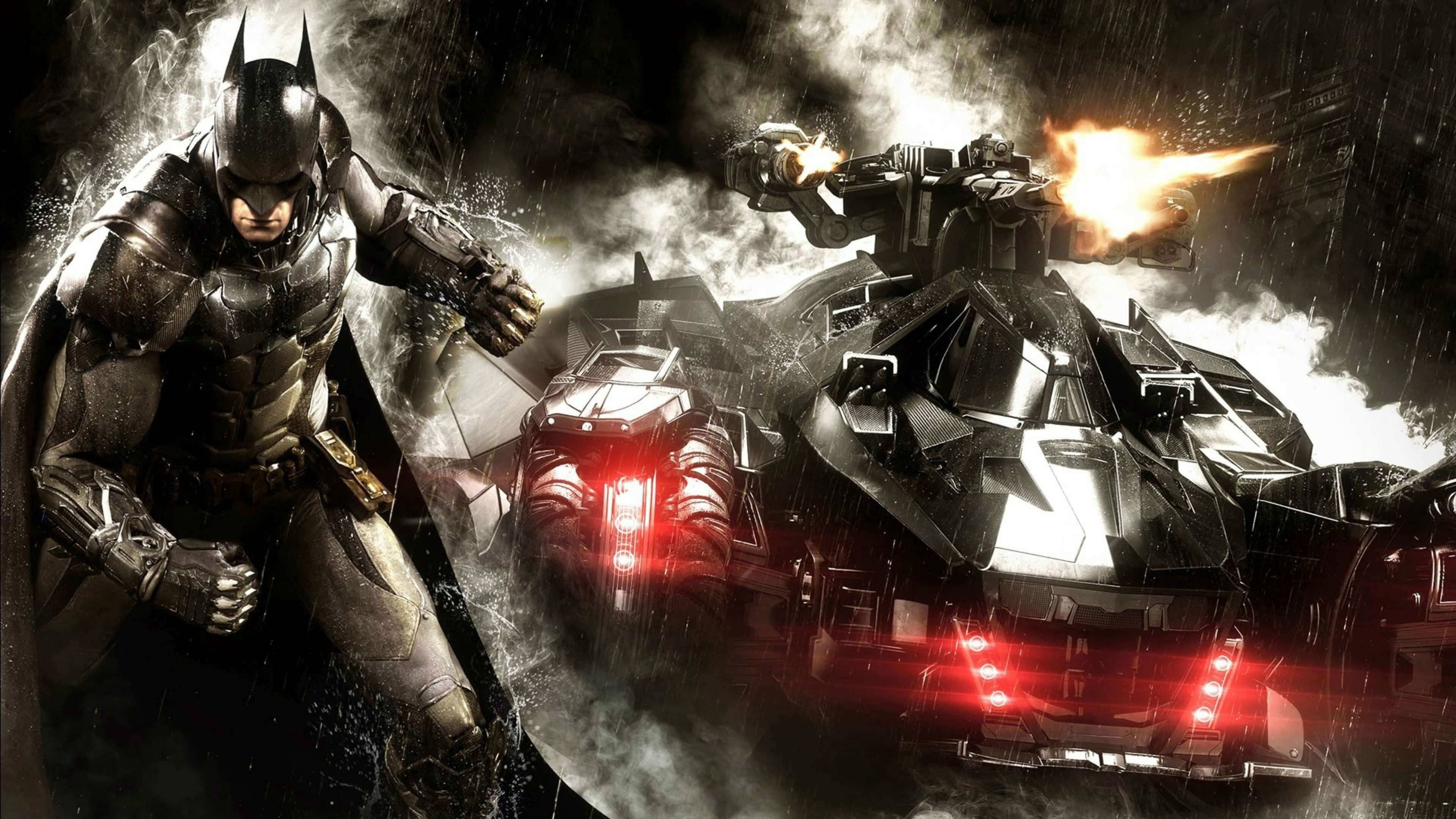 Batman And The Batmobile Arkham City 4k Wallpaper