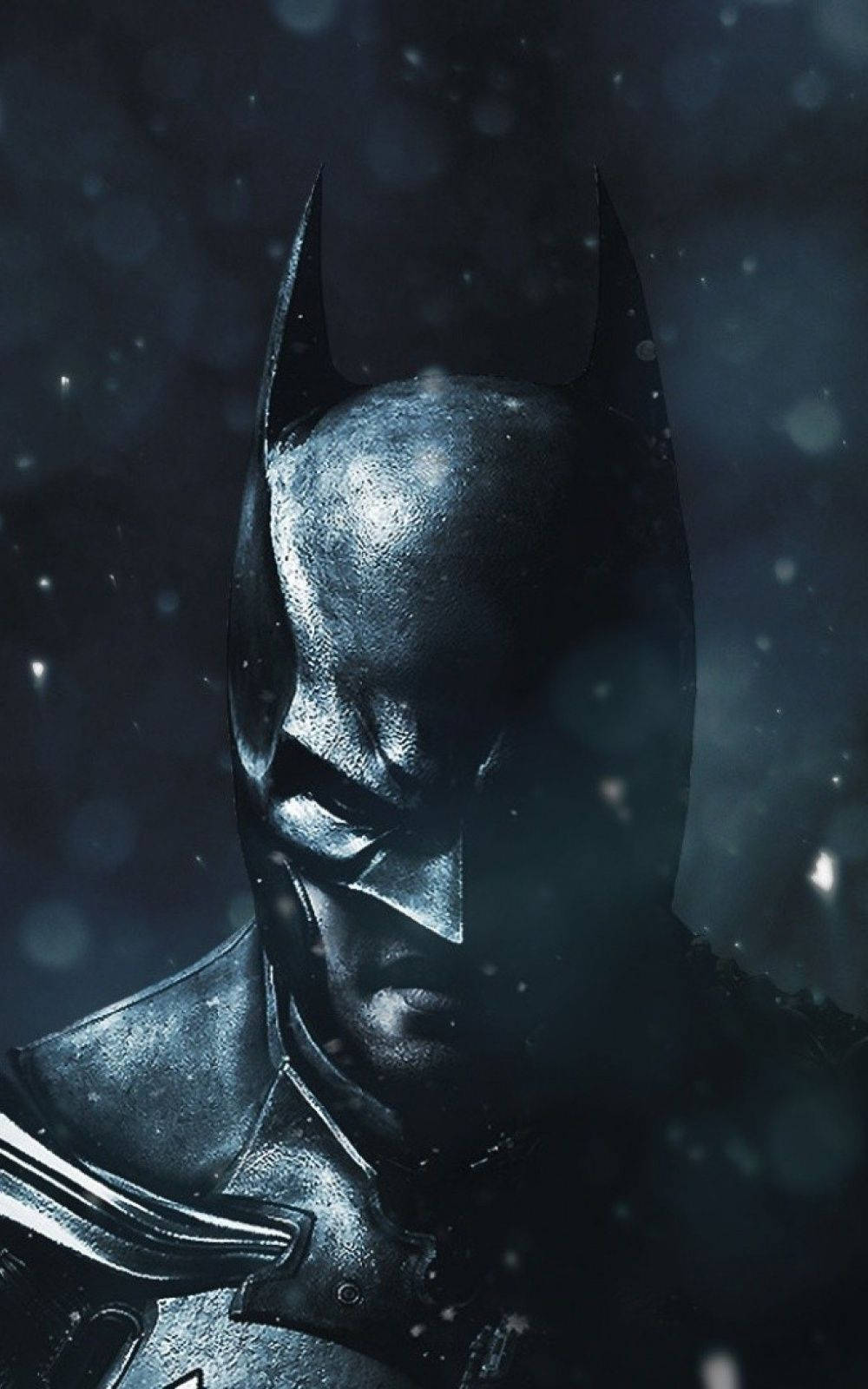 Batman Falling Snow Close-up Wallpaper