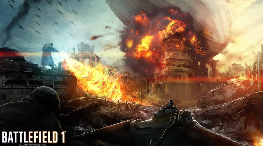 Battlefield 1 Hd Airship Explosion Wallpaper