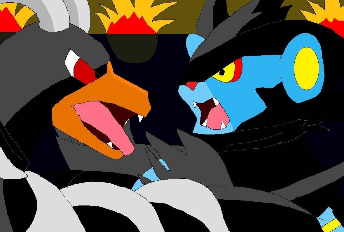 Battling Houndoom And Luxray Wallpaper