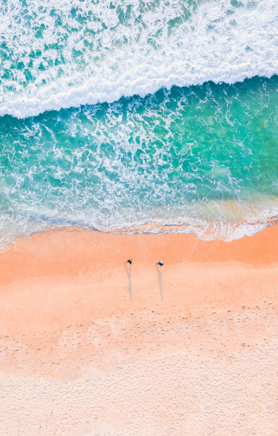 Beach Scene Aerial Waves Surfing Wallpaper