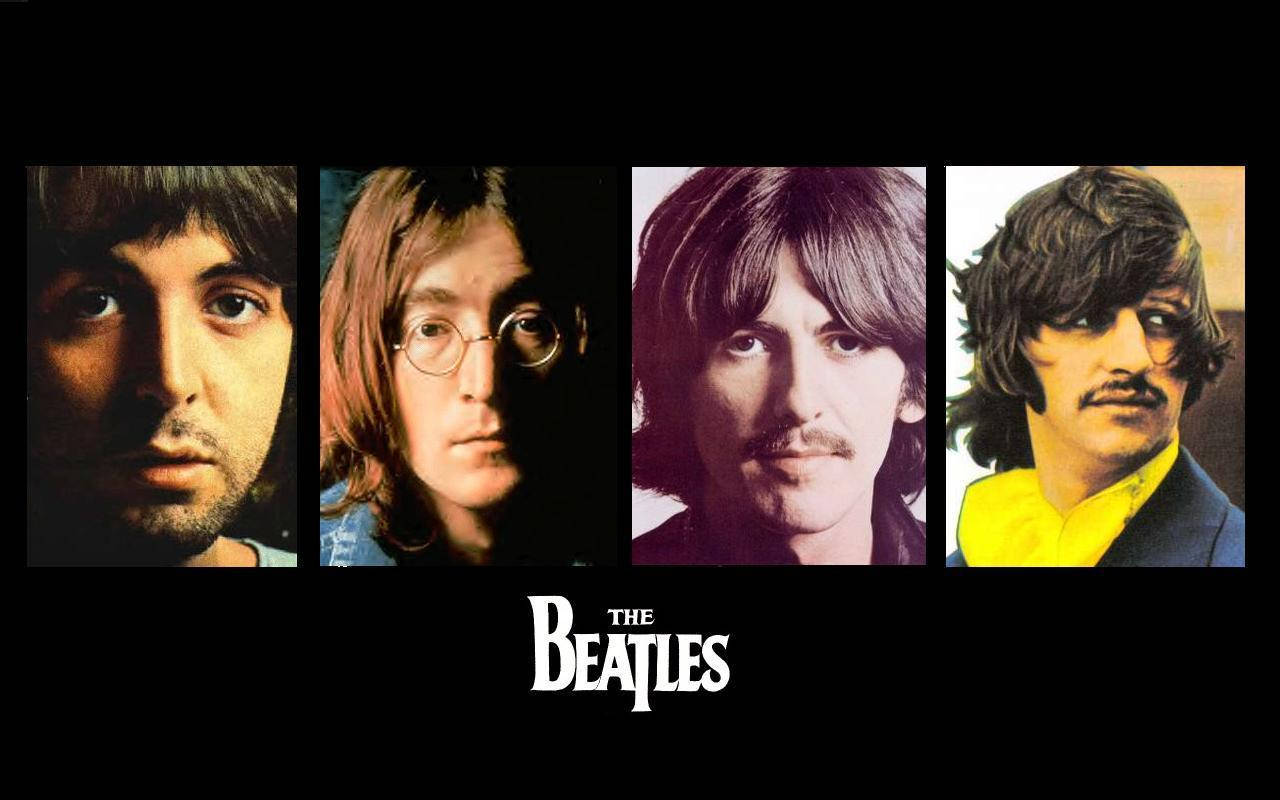 Beatles Colored Portrait Collage Wallpaper