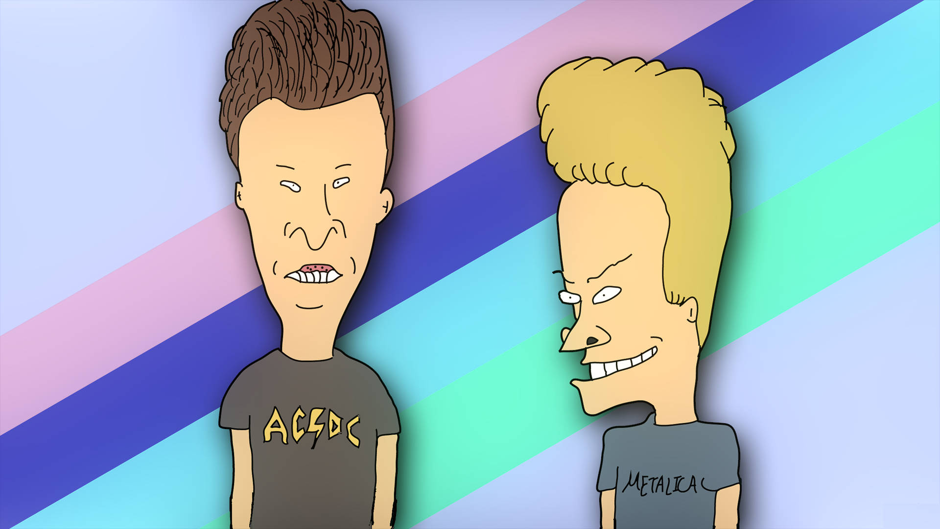 Beavis And Butt Head Diagonal Stripes Wallpaper