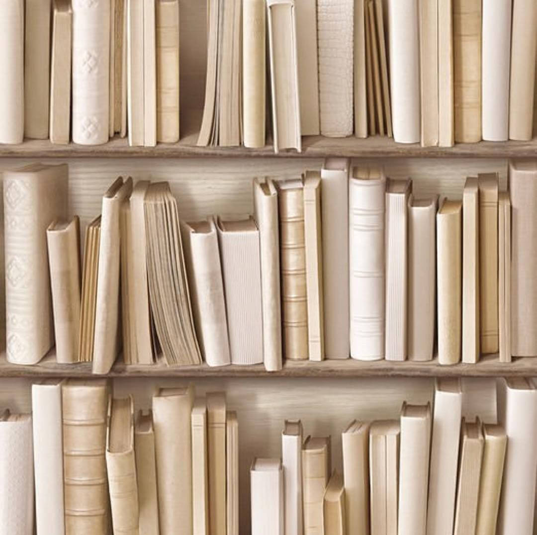 Beige Aesthetic Vintage Book Library Wallpaper