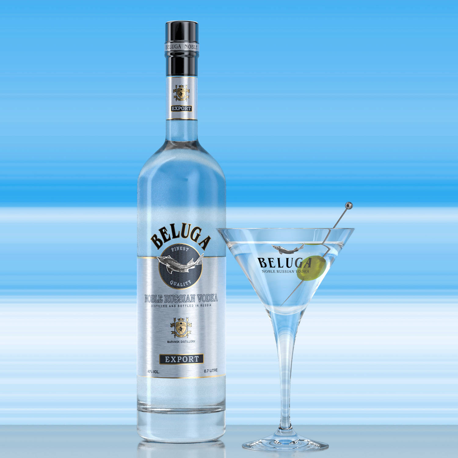 Beluga Vodka Bottle With Beach Martini Wallpaper