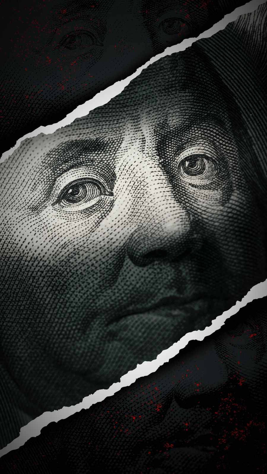 Benjamin Franklin Ripped Paper Art Wallpaper