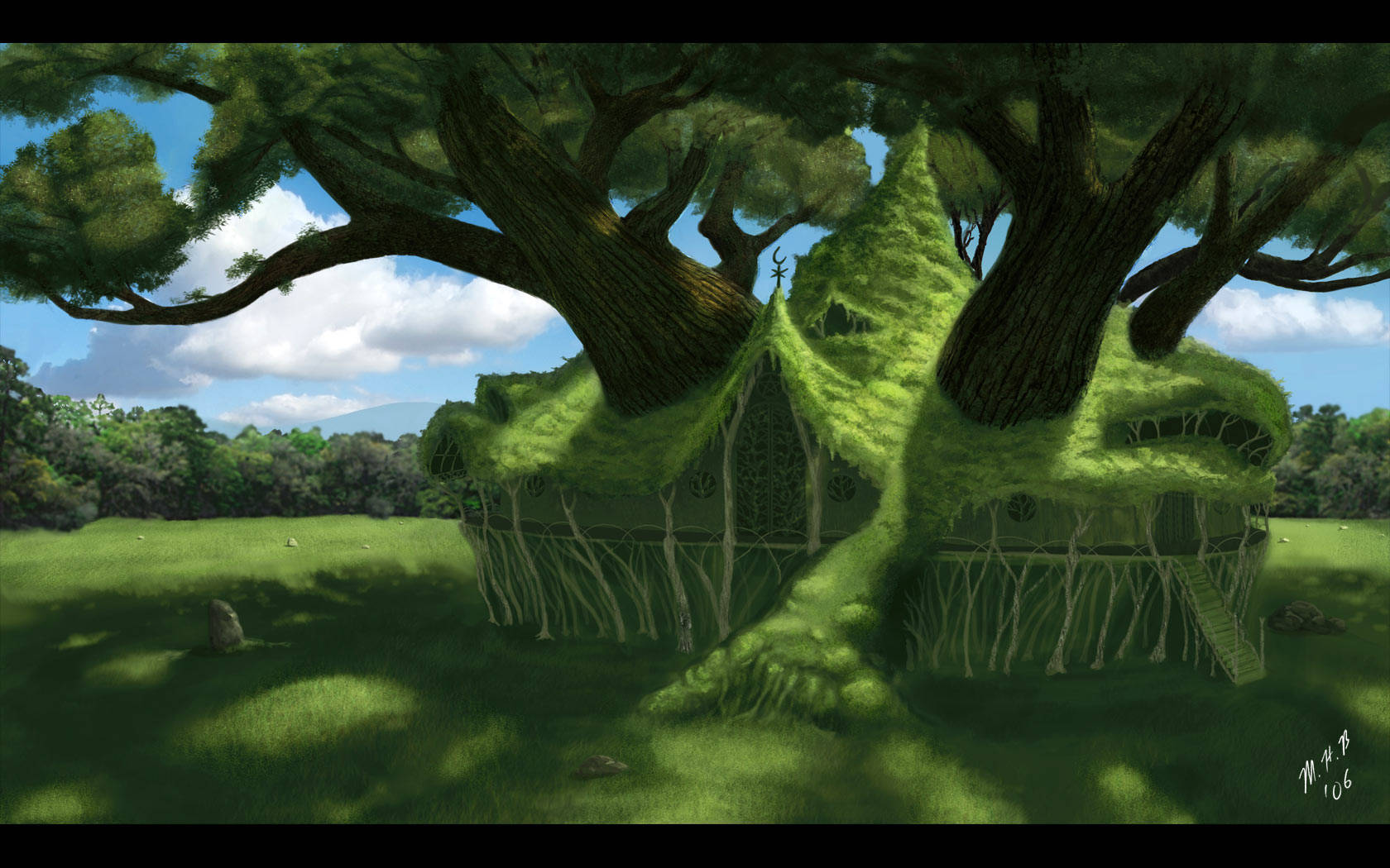 Berserk 4k Green Tree House Wallpaper