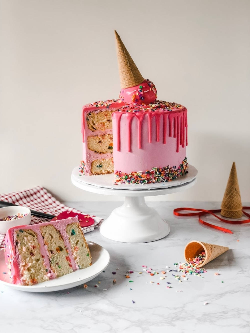 Birthday Cake With Ice Cream Cone Wallpaper