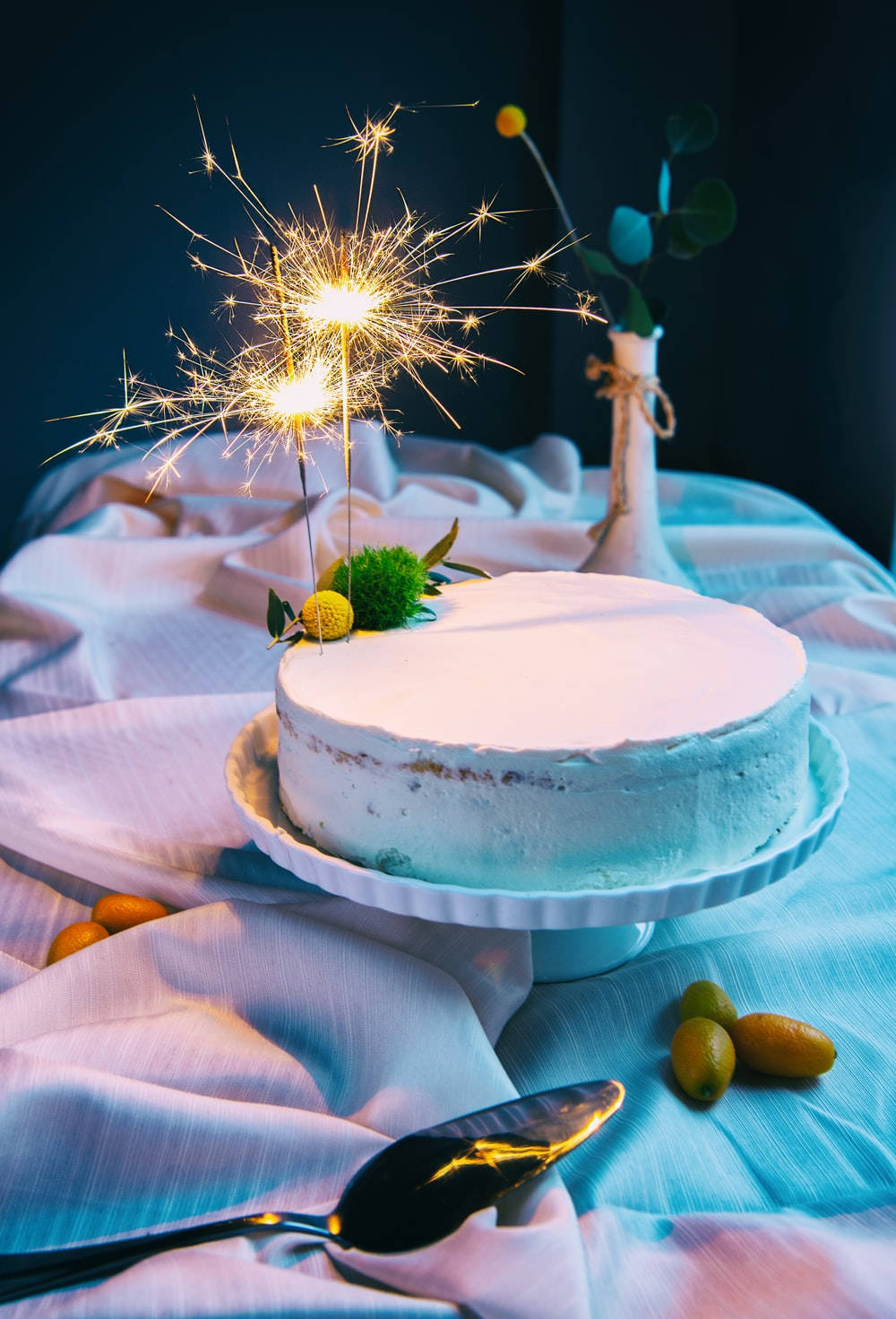Birthday Cake With Sparkler Candles Wallpaper