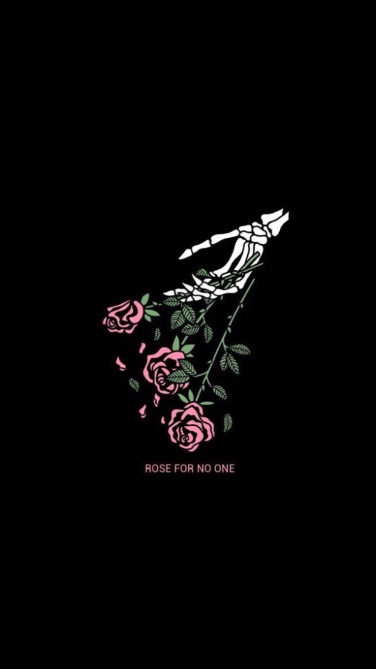 Black Aesthetic Rose Skeleton Hands Wallpaper