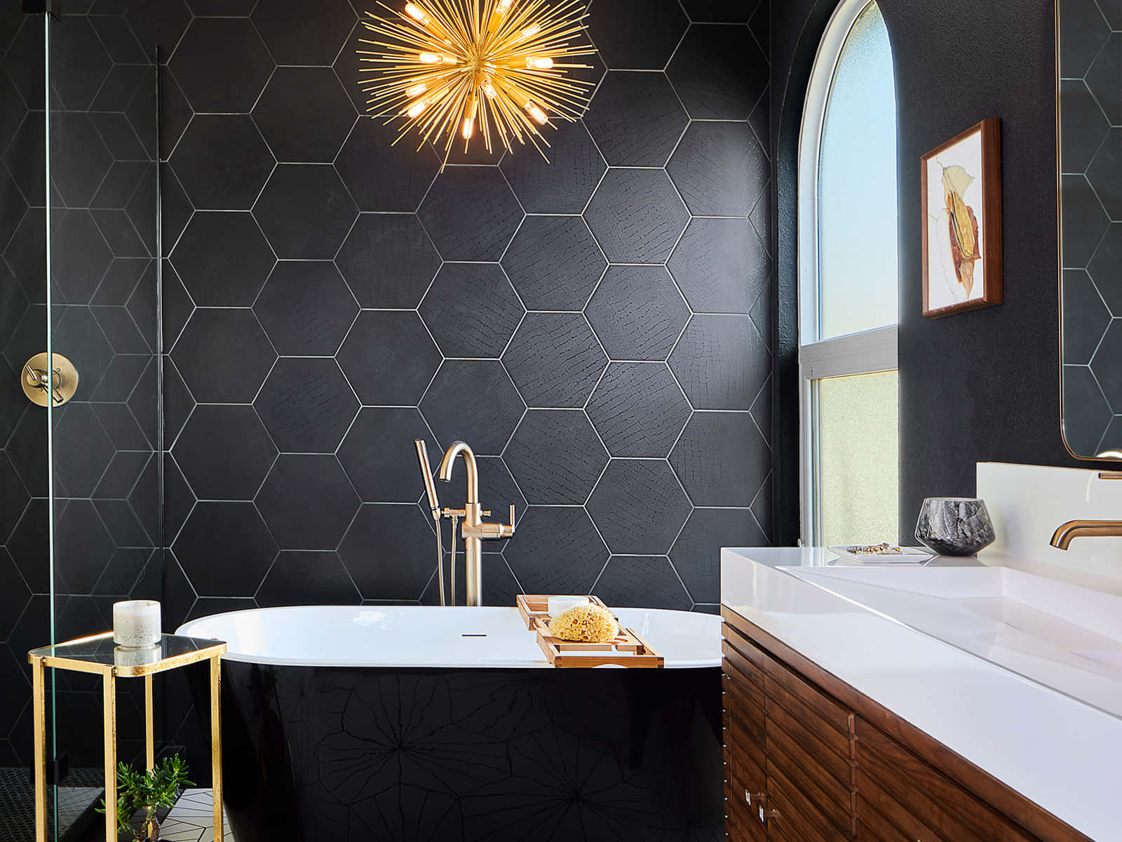 Black And Gold Bathroom Wallpaper