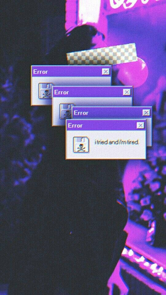 Black And Purple Aesthetic Error Message Wallpaper