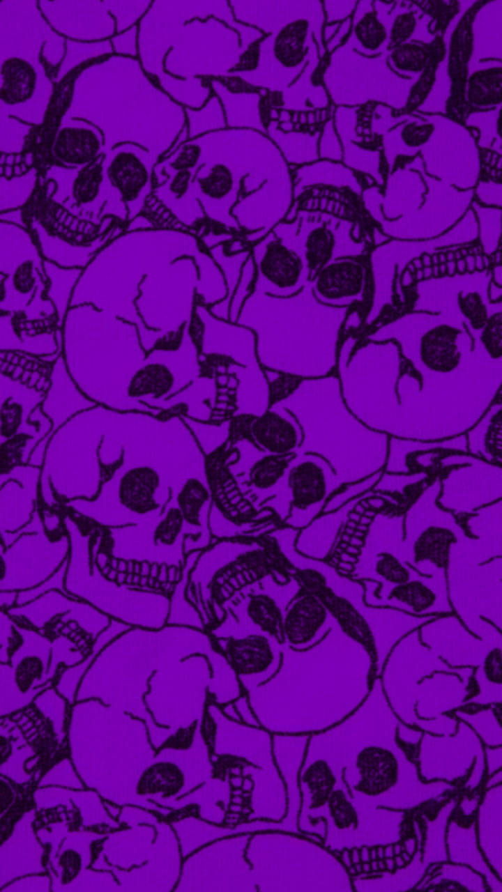 Black And Purple Aesthetic Skull Pattern Wallpaper