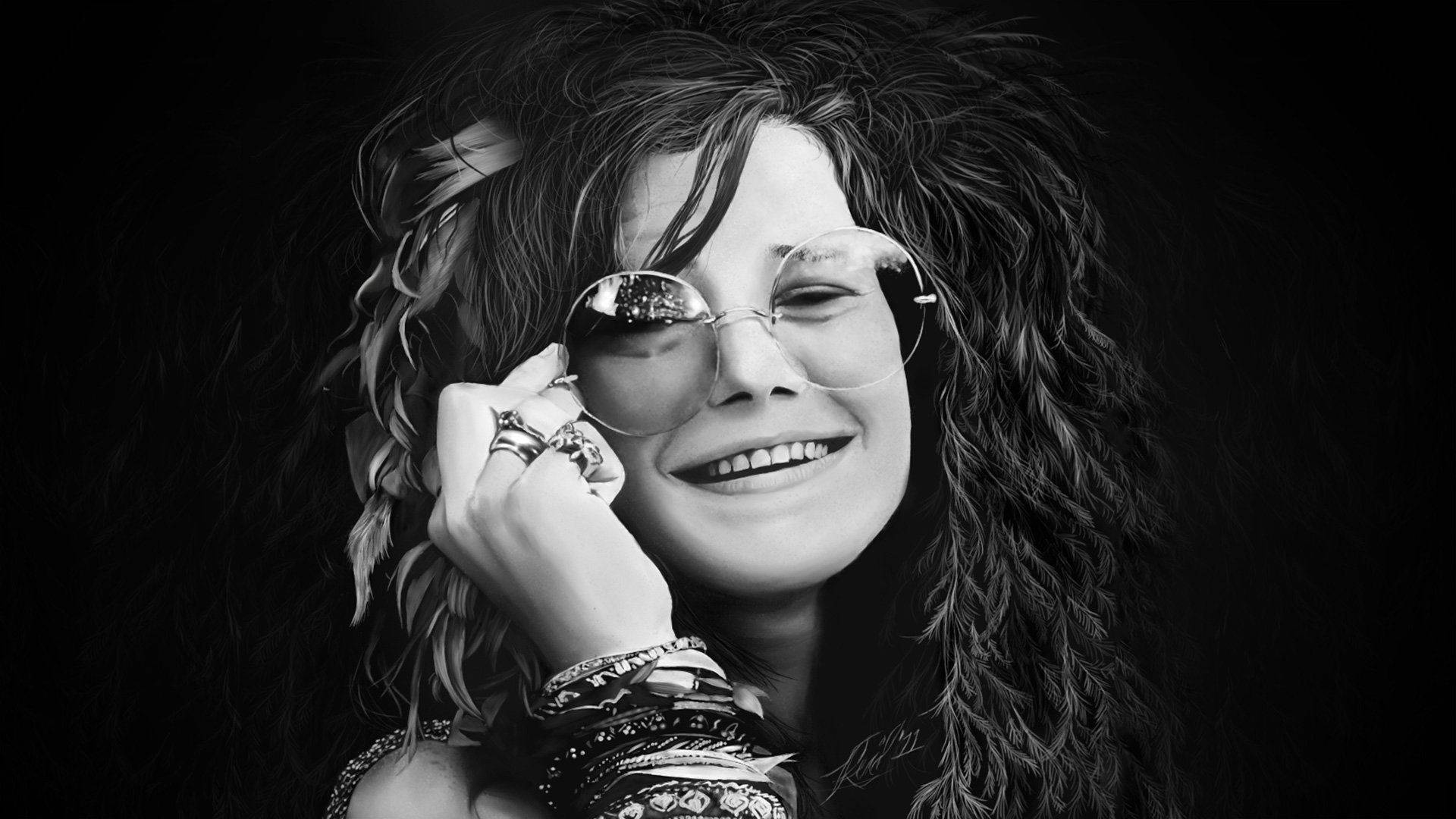 Black And White Portrait Janis Joplin Wallpaper