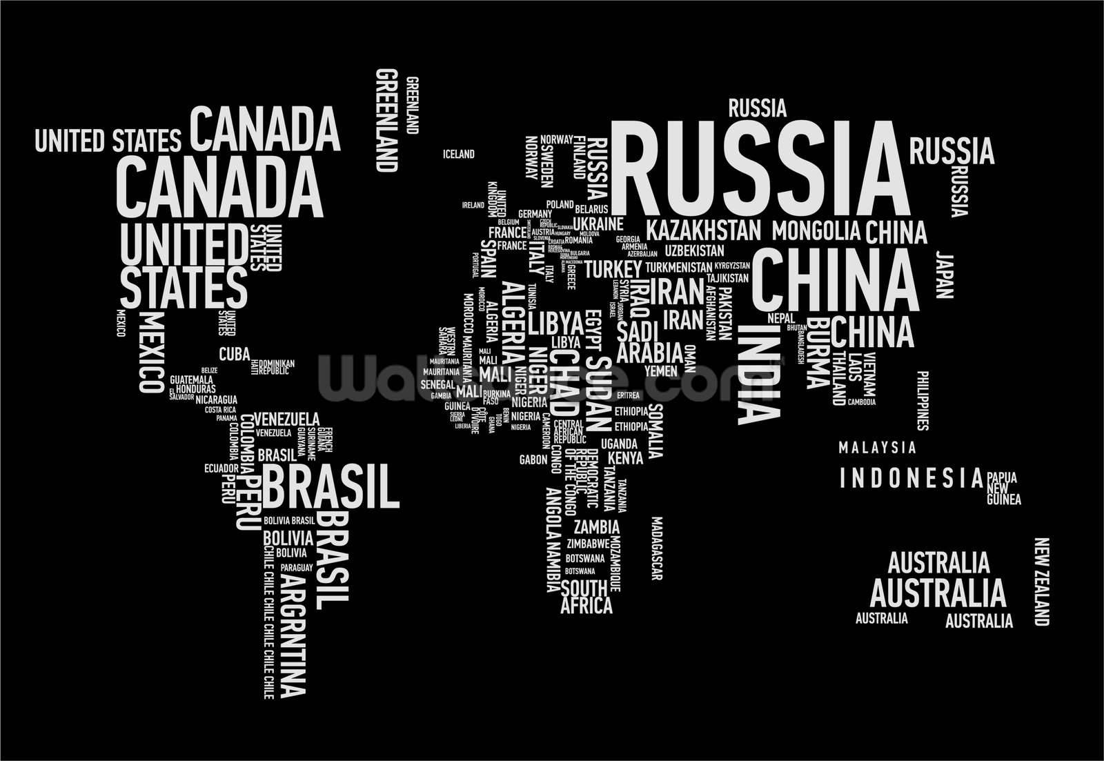 Black And White Word Cloud World Map Wallpaper