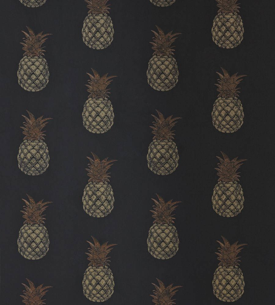 Black Brown Pineapple Patterns Wallpaper