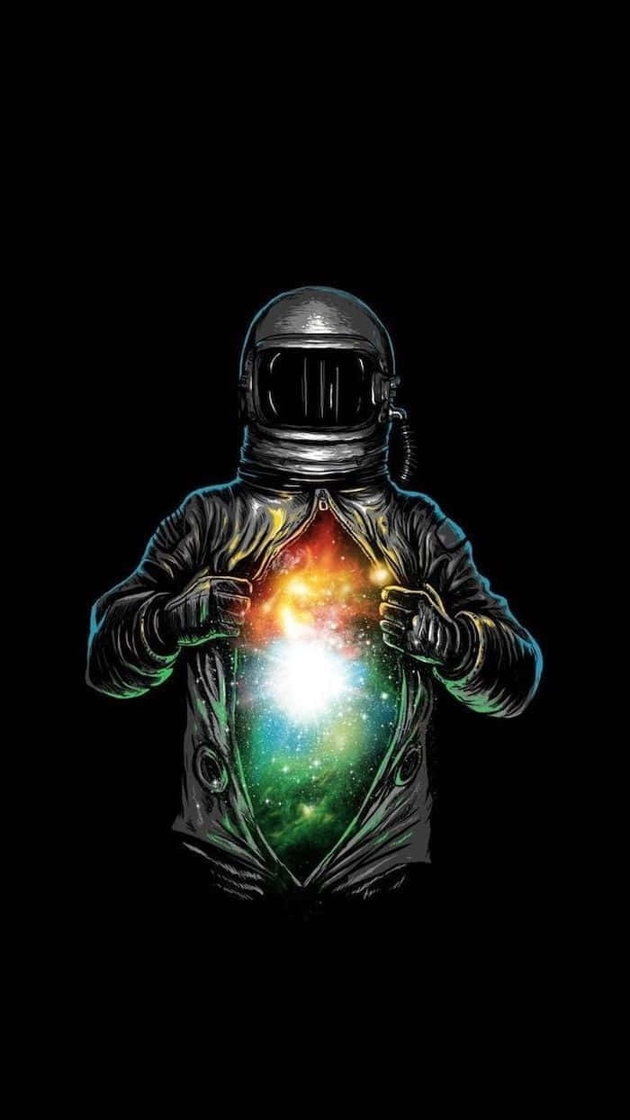 Black Cool Astronaut With Cosmic Body Wallpaper