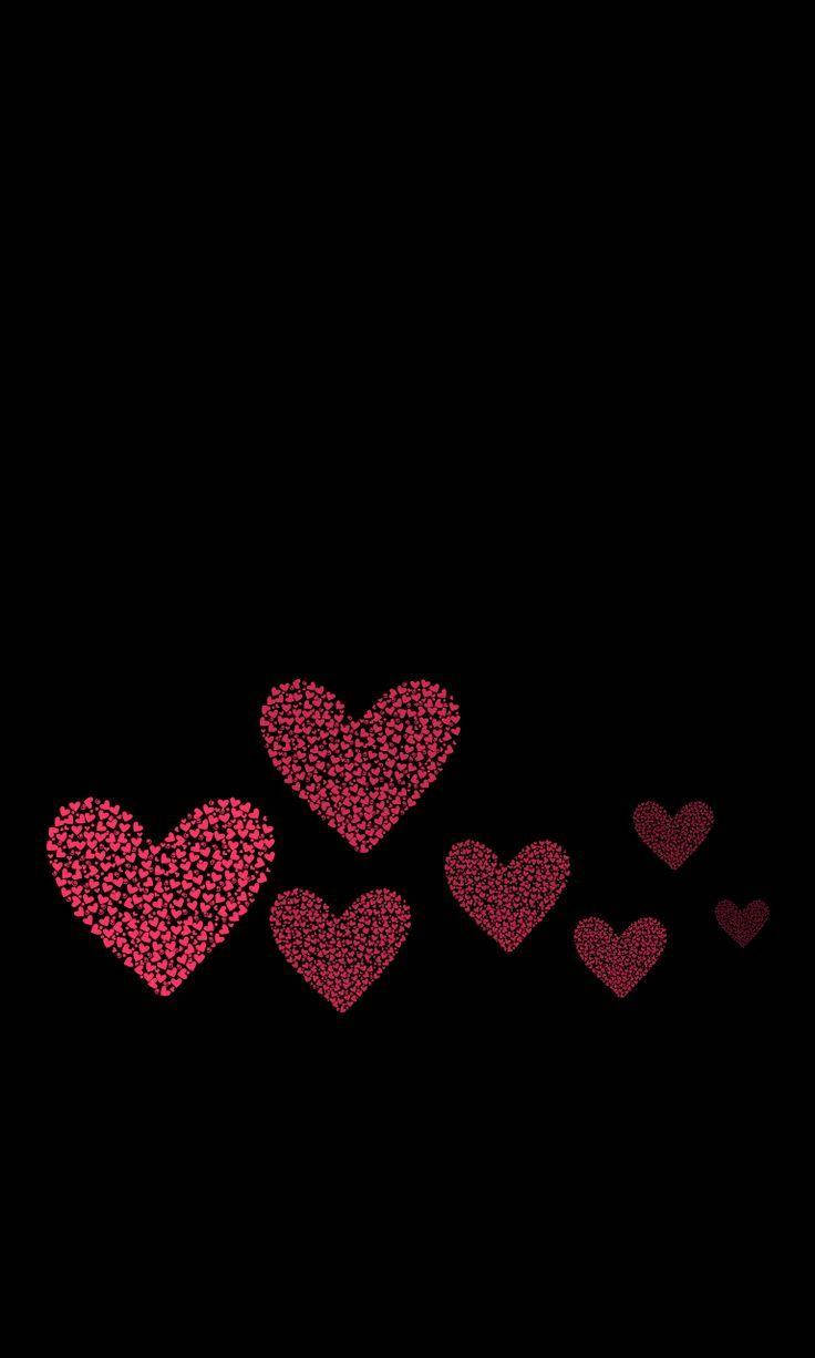 Black Cute Girly Hearts Wallpaper