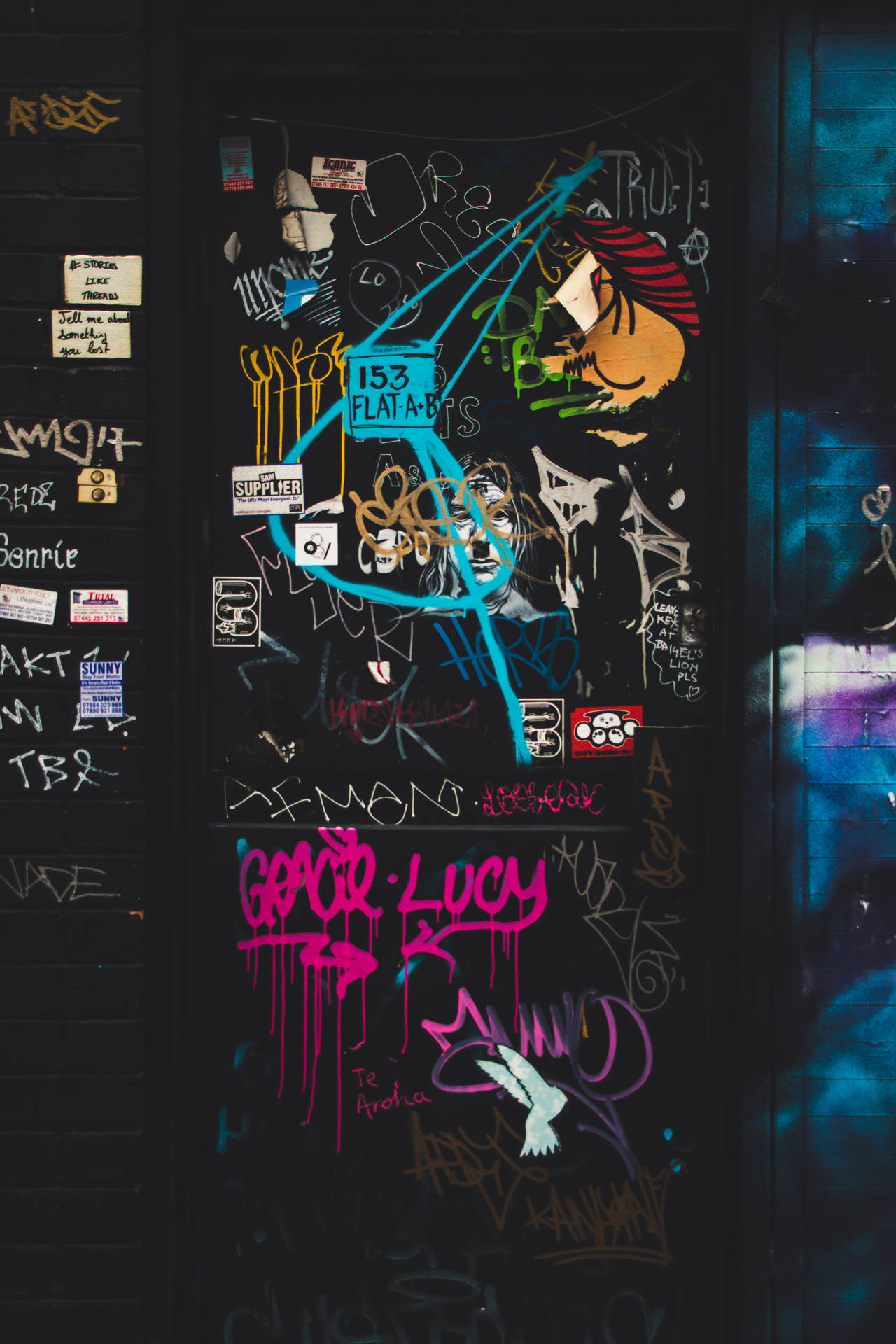 Black Door Graffiti Street Art Wallpaper