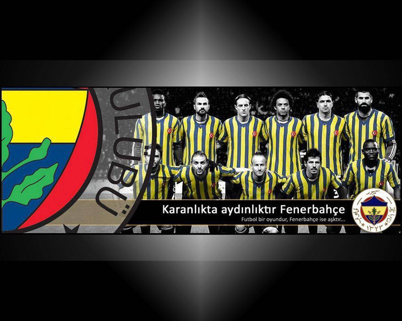 Black Fenerbahce Backdrop With Team Wallpaper