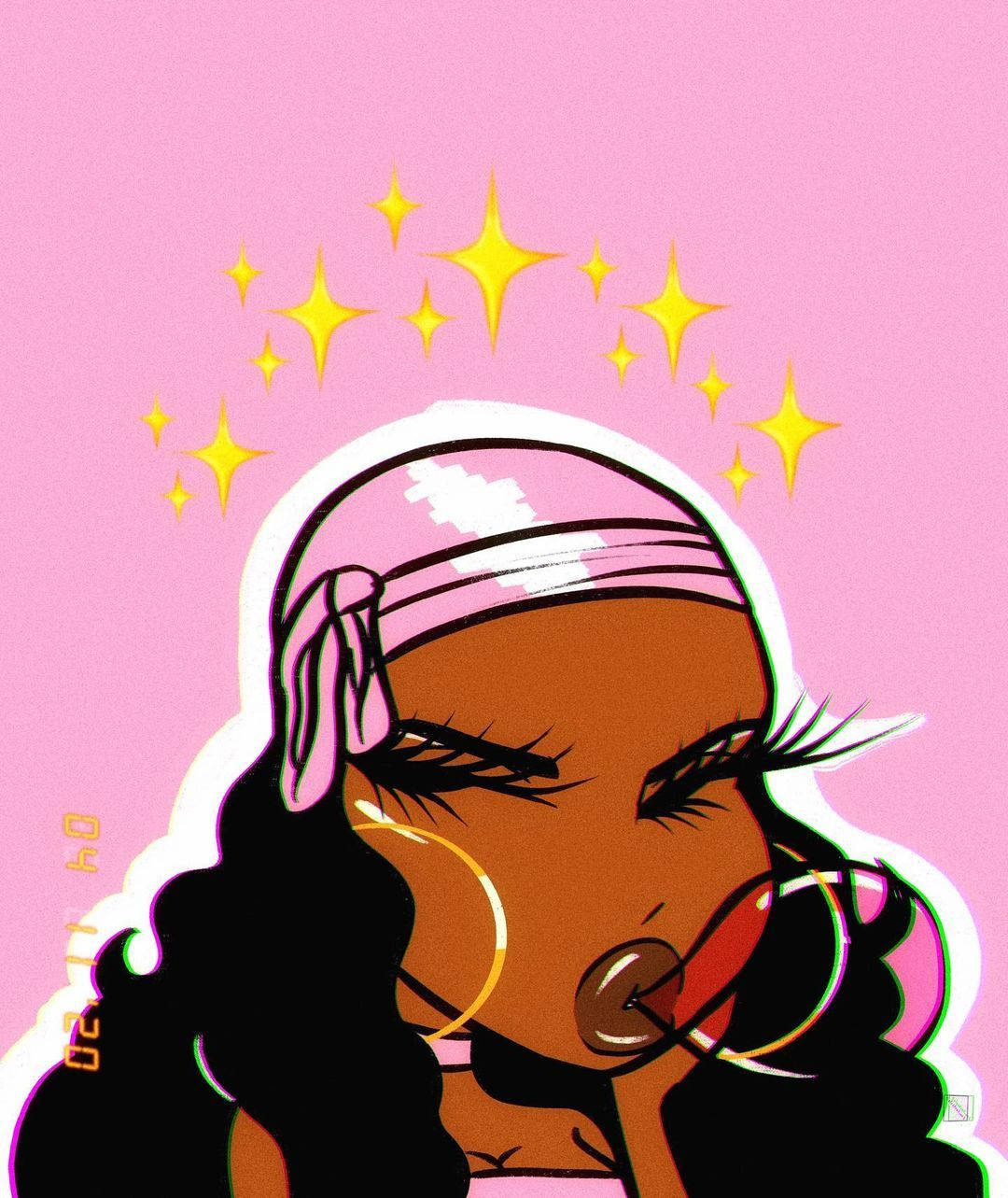 Black Girl Cartoon Bubblegum Wallpaper