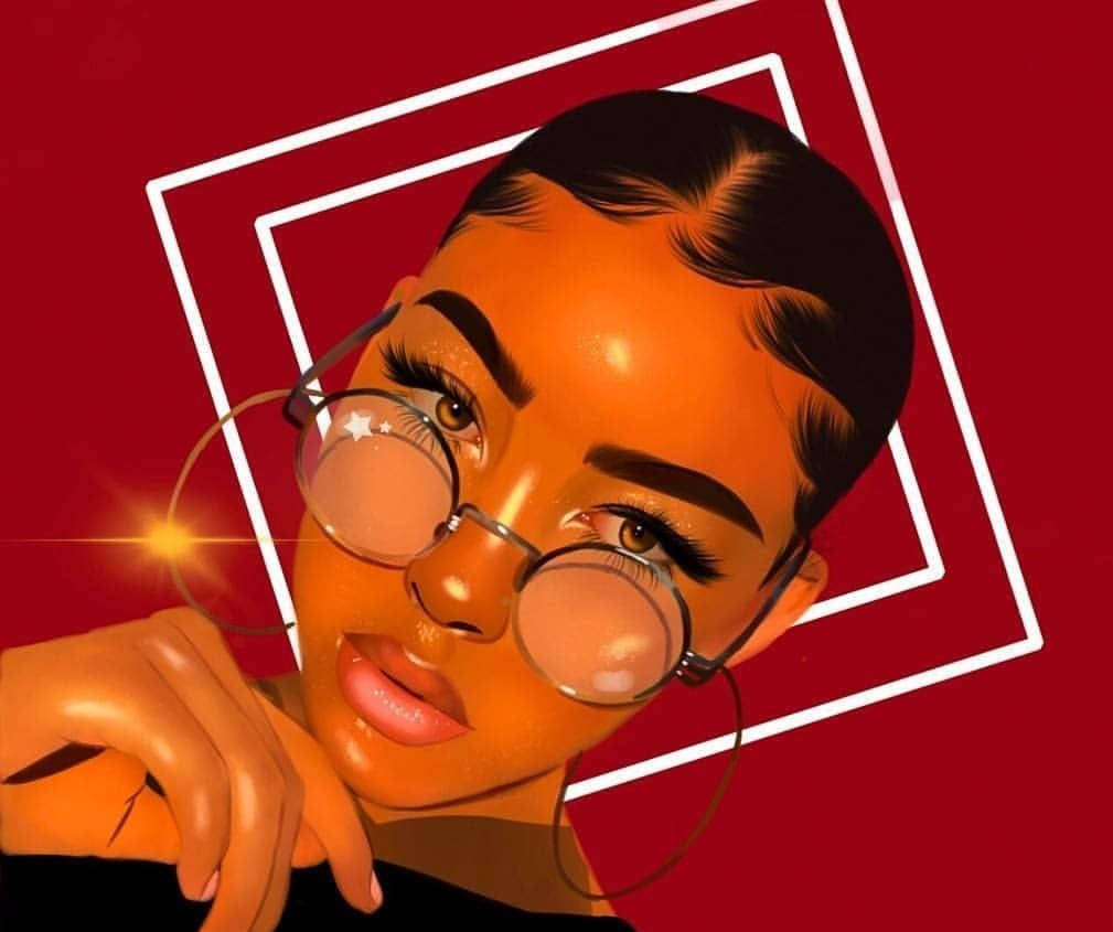 Black Girl Cartoon Eyeglasses Wallpaper