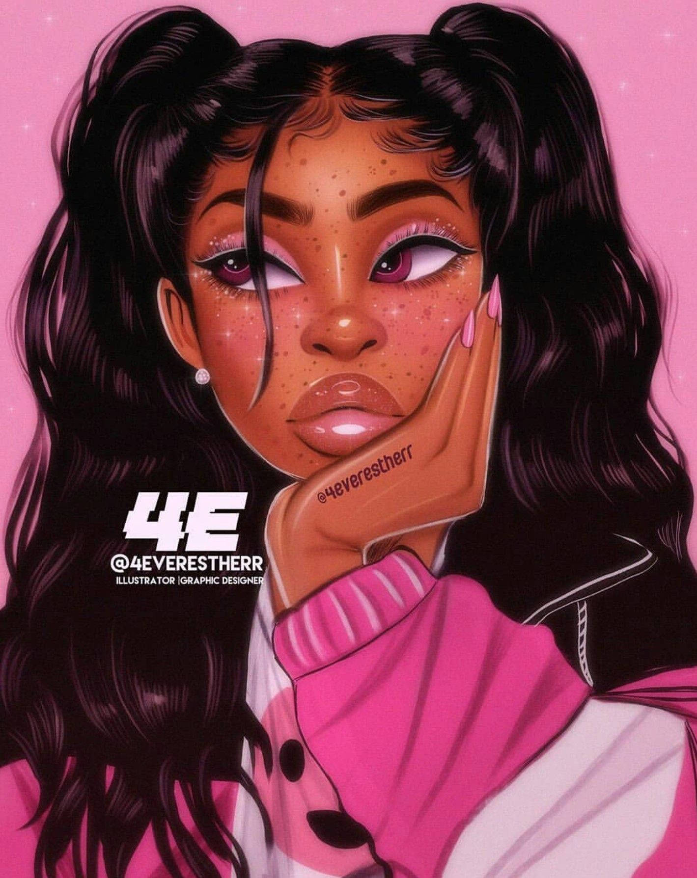 Black Girl In Pink Wallpaper