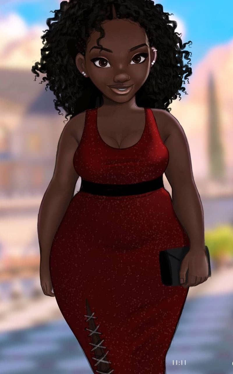 Black Girl Red Dress Wallpaper