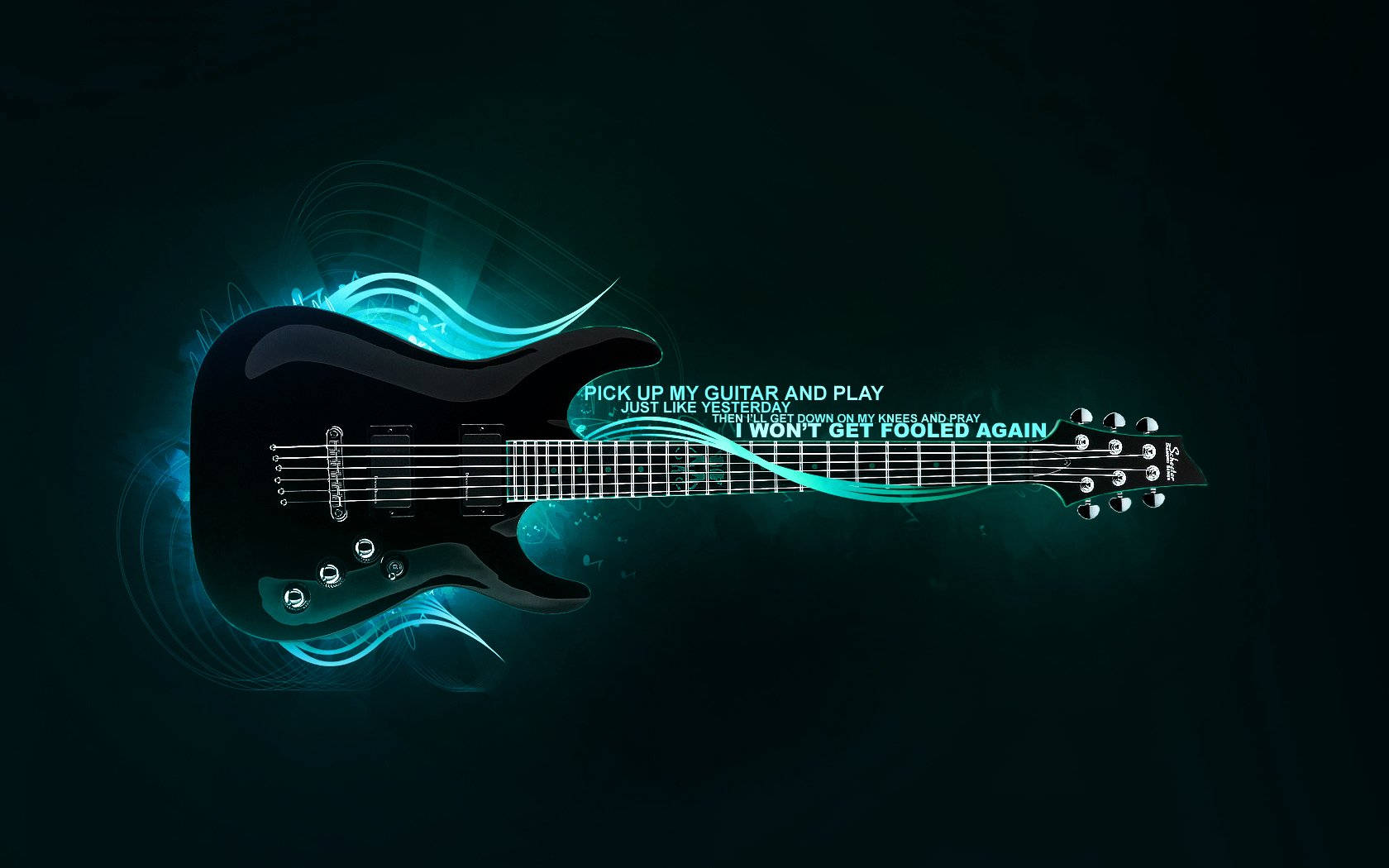 Black Luminous Electric Guitar Wallpaper