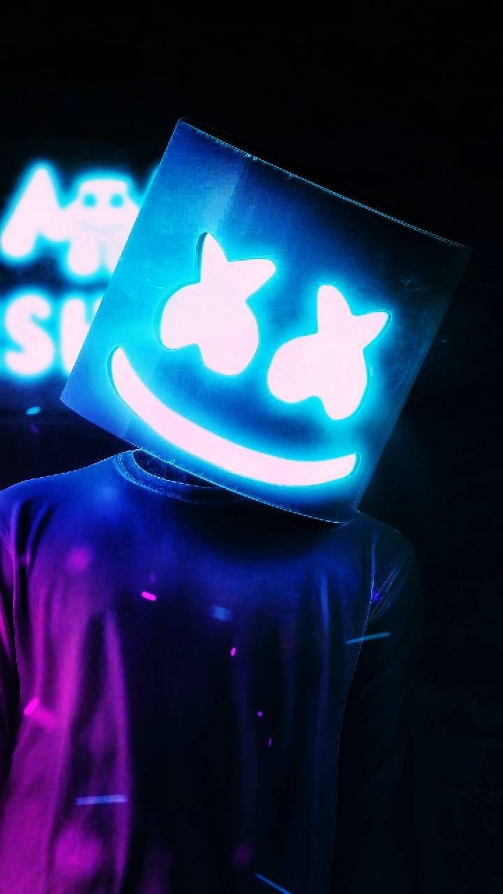 Black Marshmello Neon Helmet Wallpaper