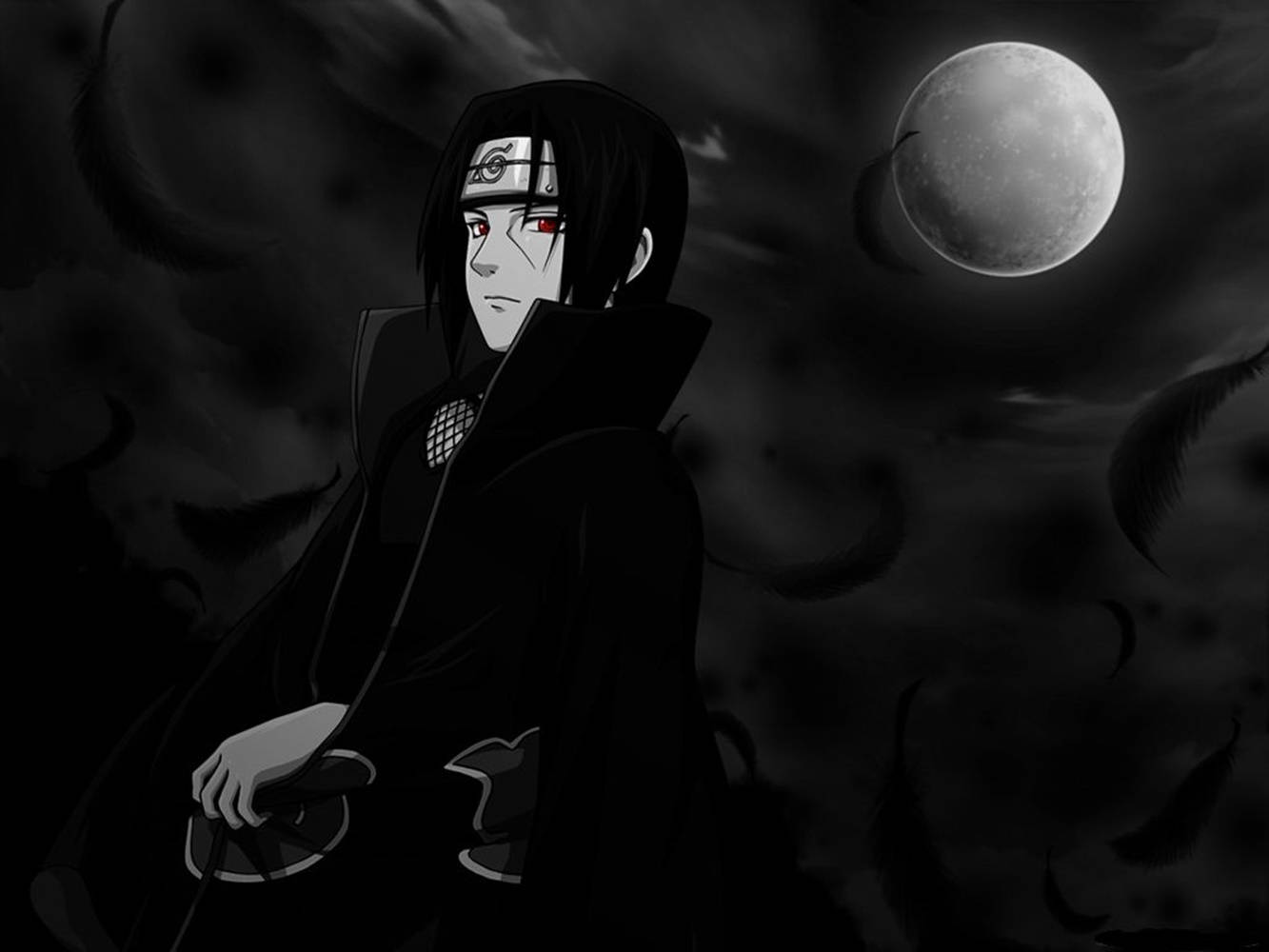 Black Naruto Uchiha Itachi Glowing Sharingan Eyes Wallpaper