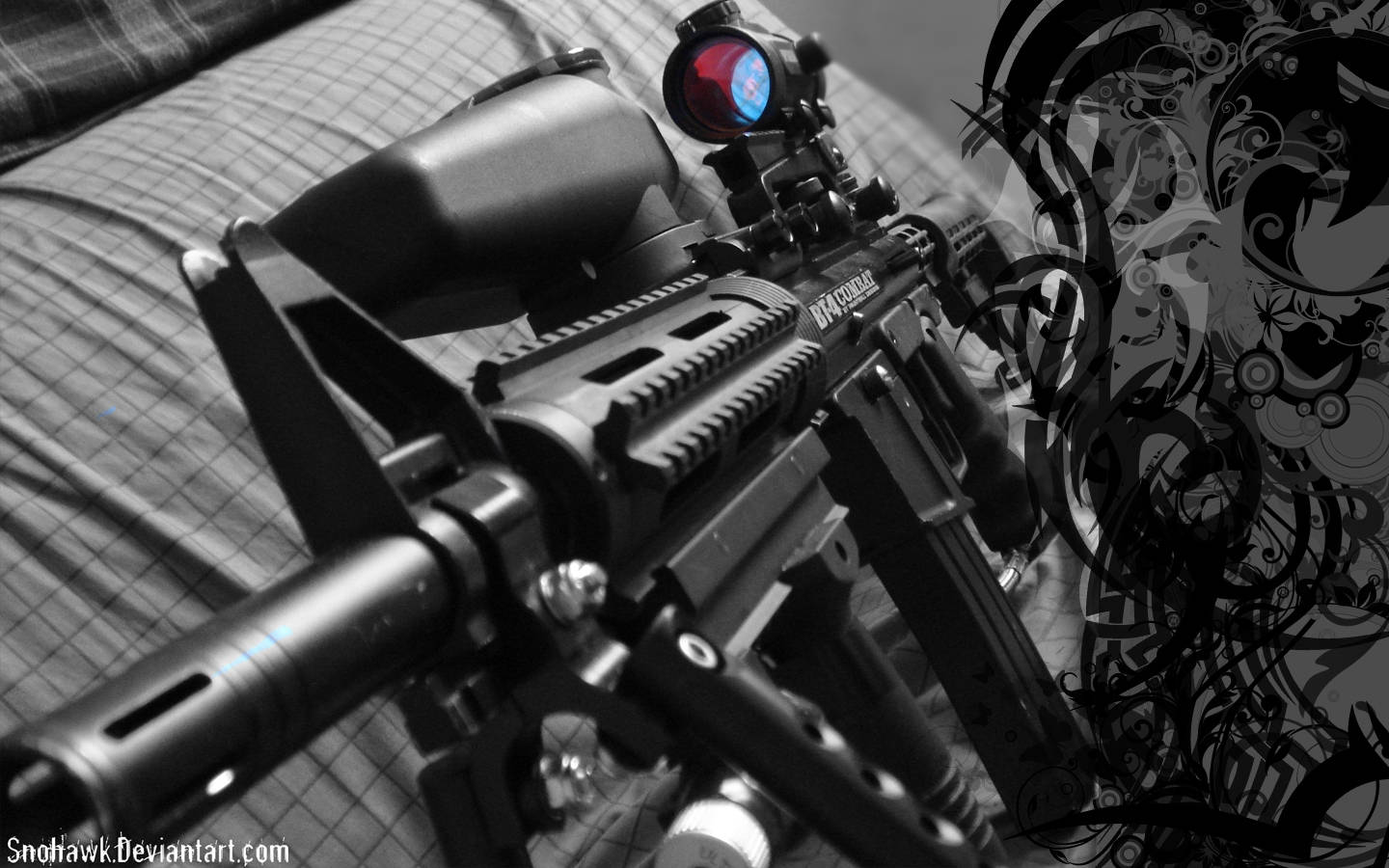 Black Pattern Black Paintball Gun Wallpaper