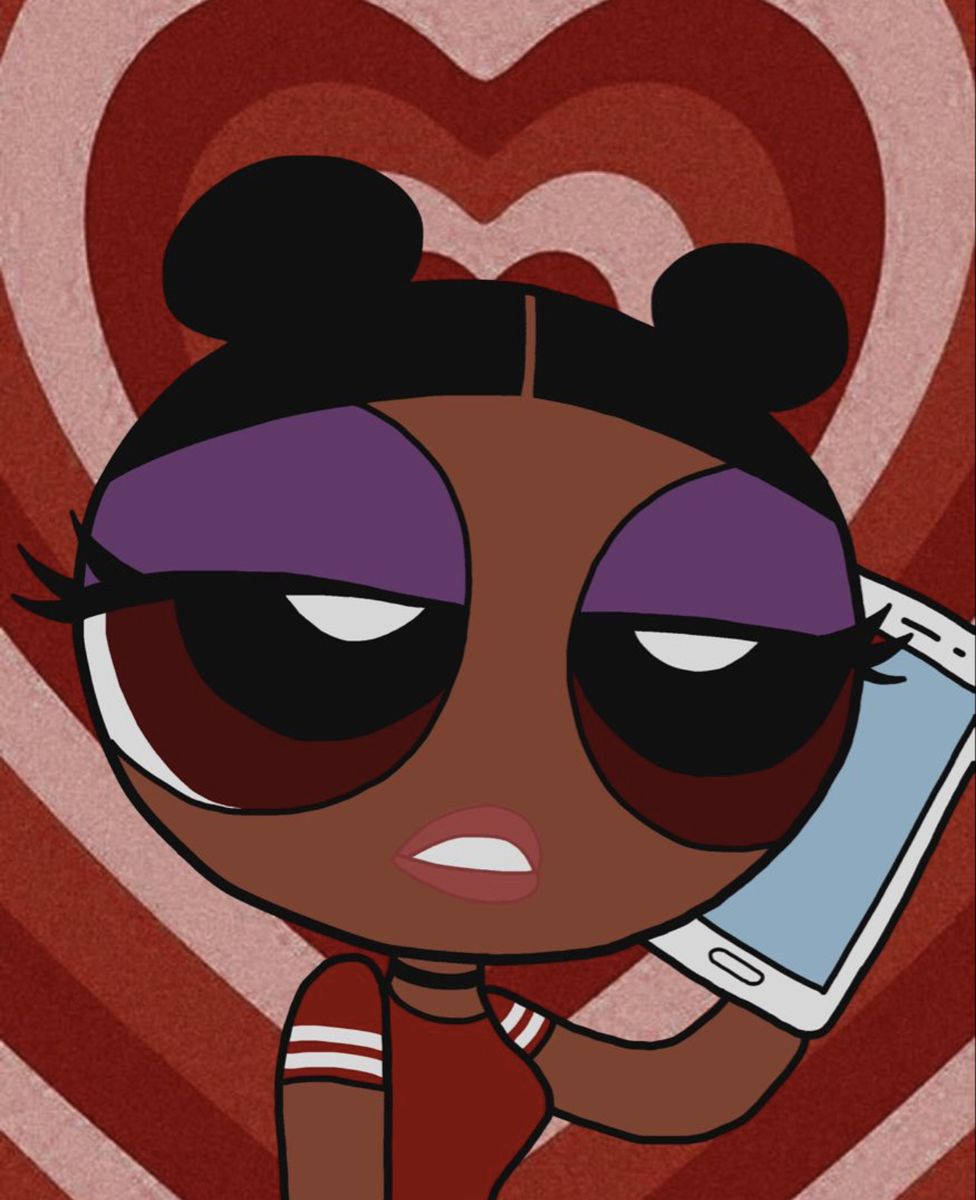 Black Powerpuff Girls Maroon Heart Backdrop Wallpaper