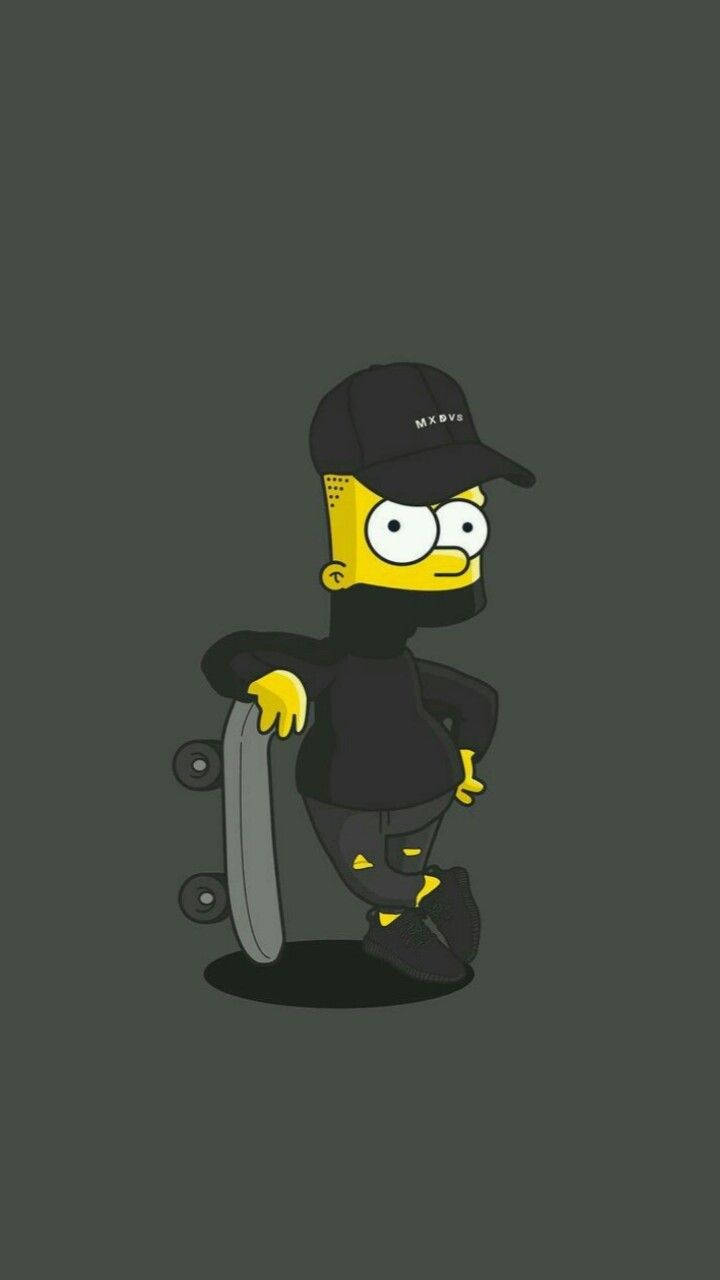Black-themed Cool Bart Simpson Background Wallpaper