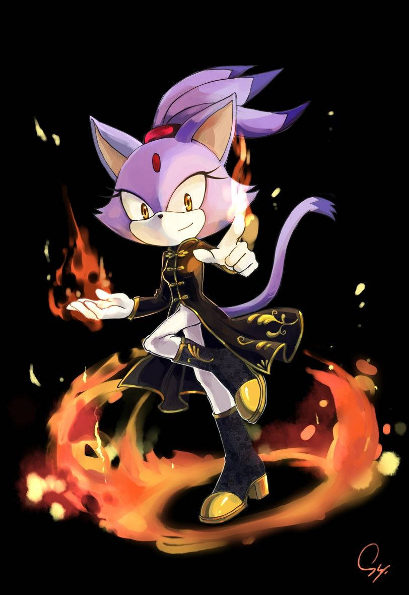 Blaze The Cat In Flame Wallpaper
