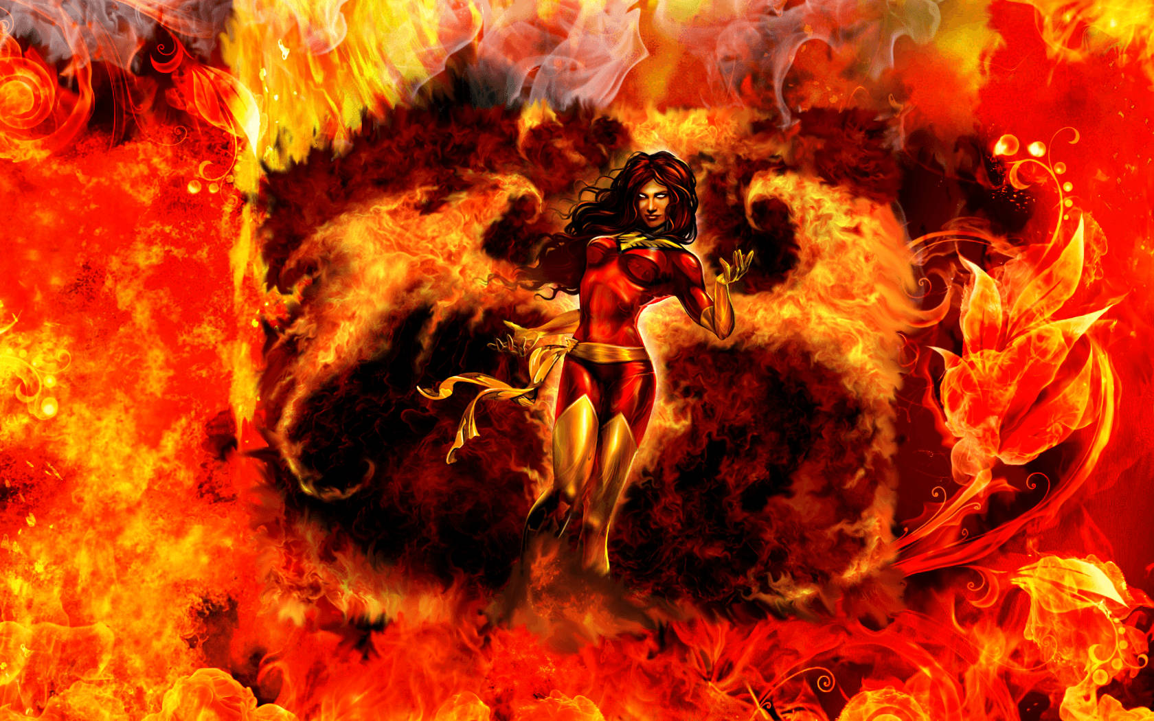Blazing Phoenix Superhero Wallpaper