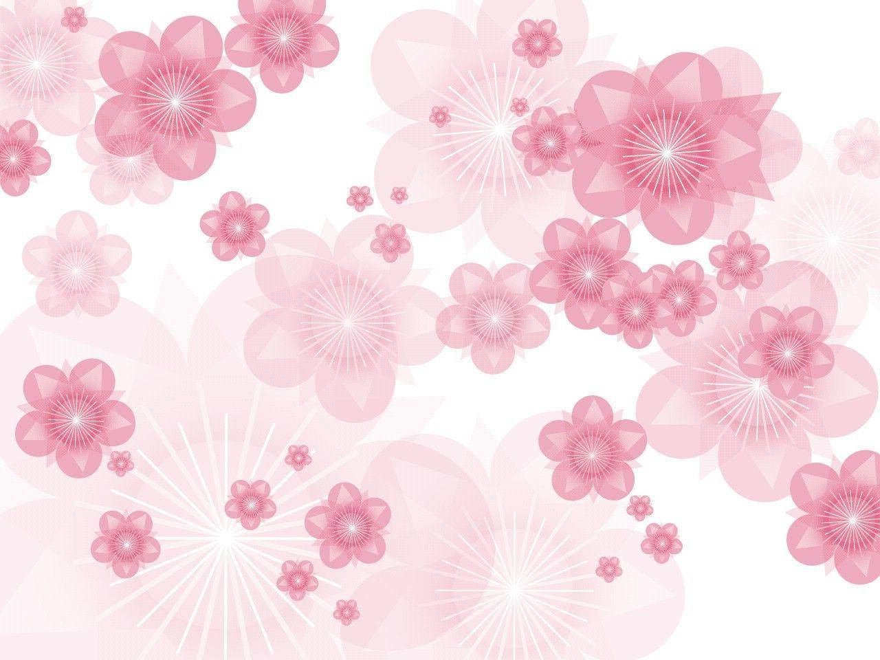 Blossoming Pink Flower On Illustrated White Background Wallpaper