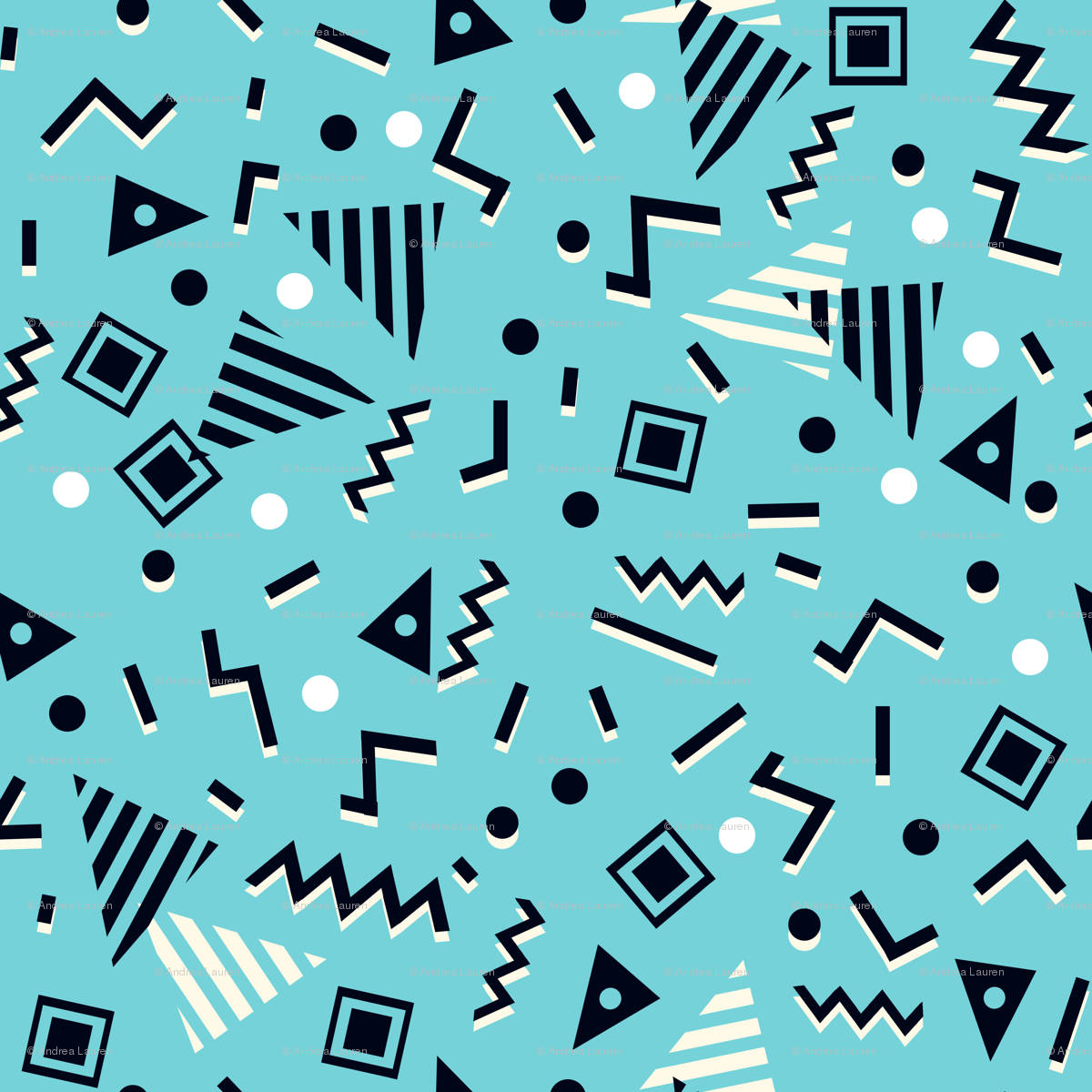 Blue 90s Party Pattern Wallpaper
