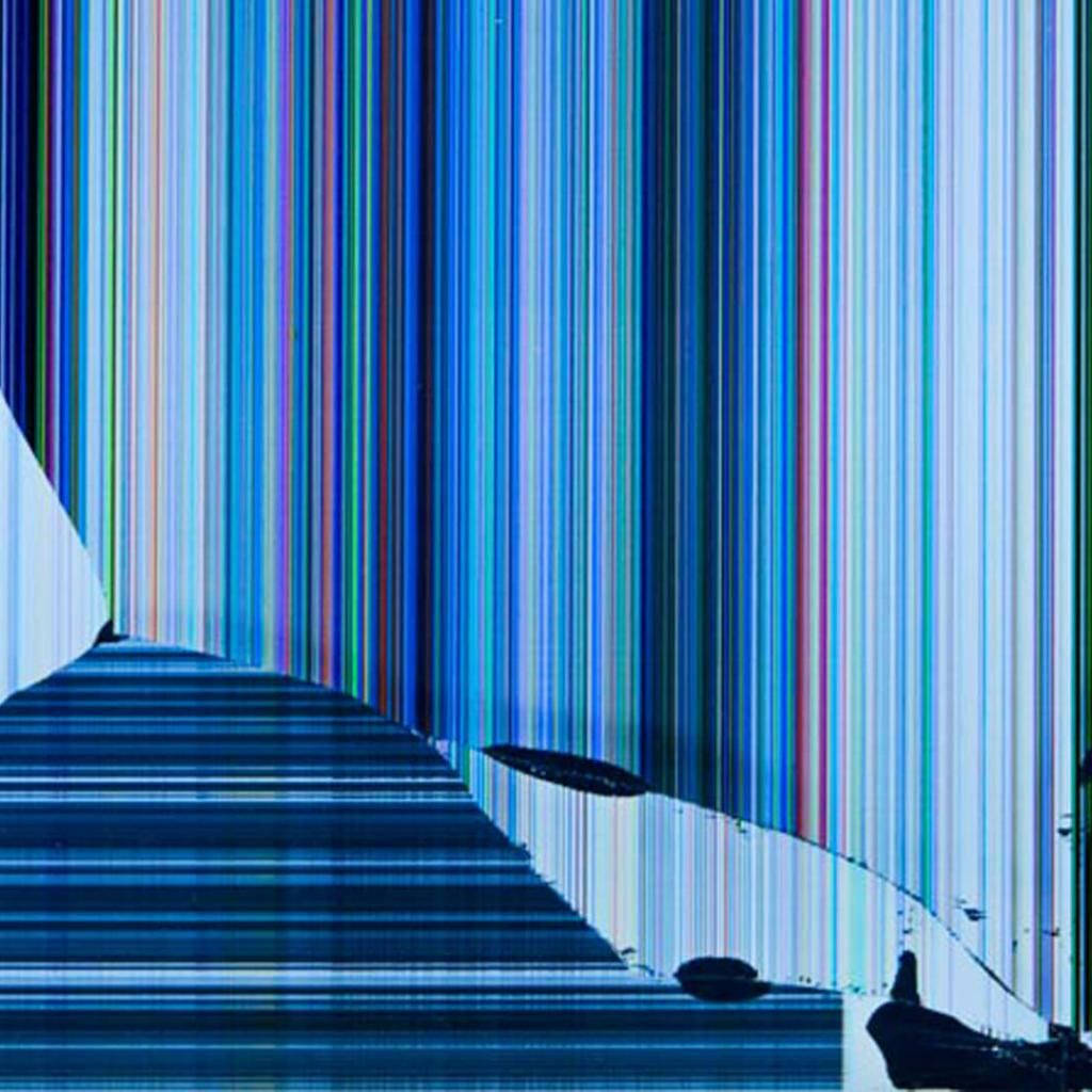Blue Aesthetic Broken Screen Lines Wallpaper