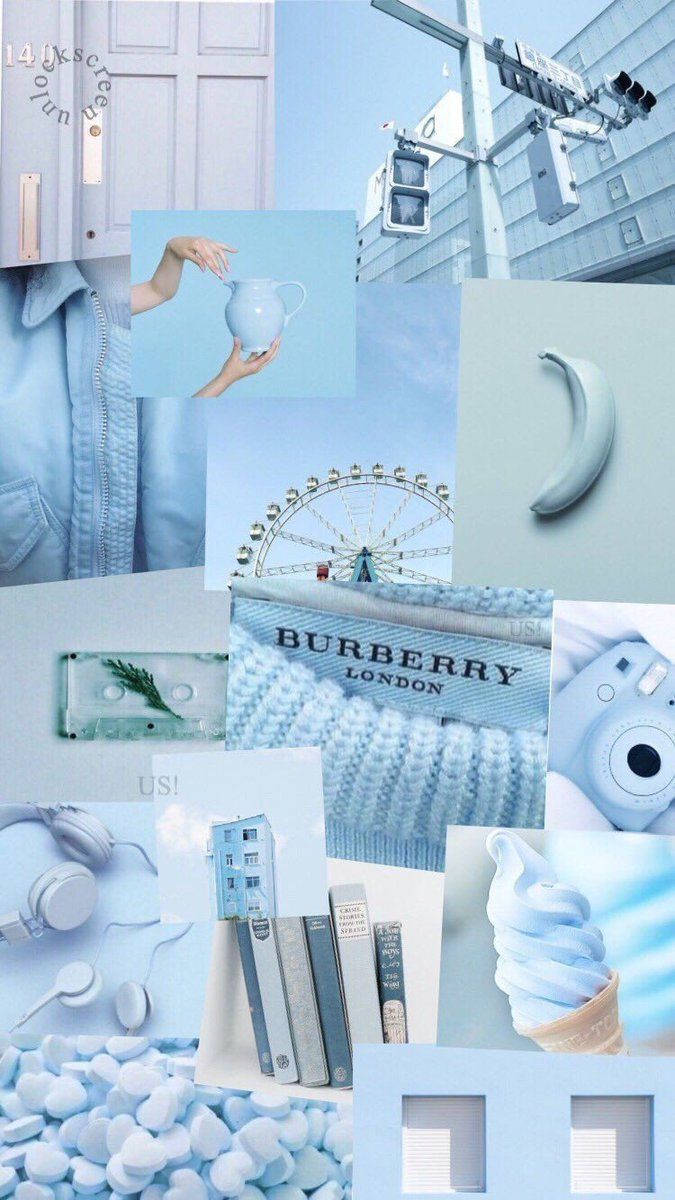 Blue Aesthetic Photo Collage Wallpaper