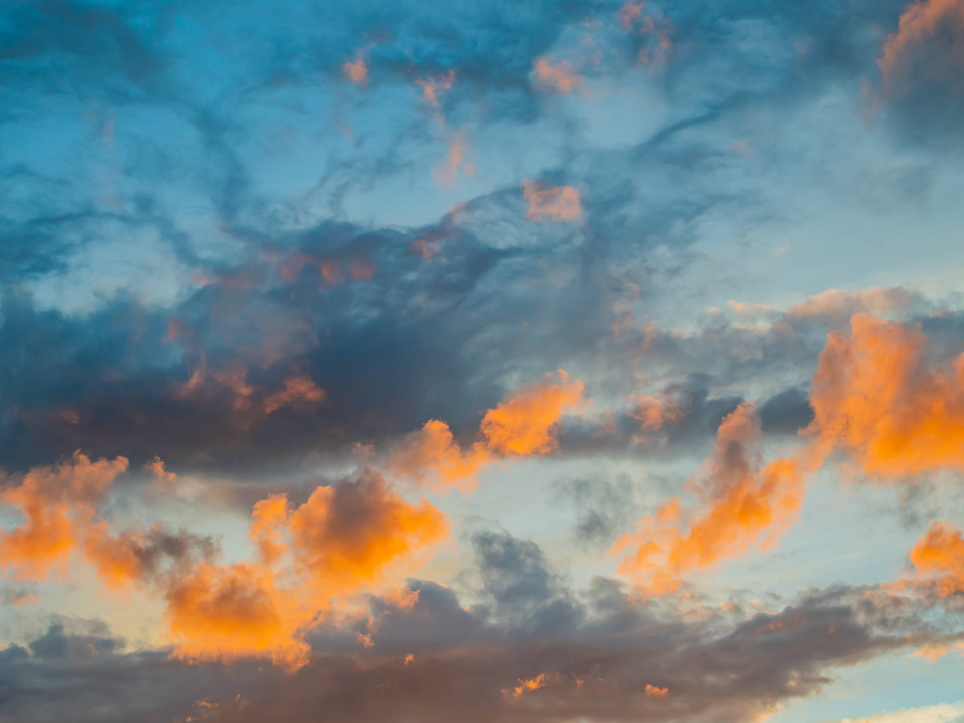 Blue And Bright Orange Cloud Aesthetic Wallpaper