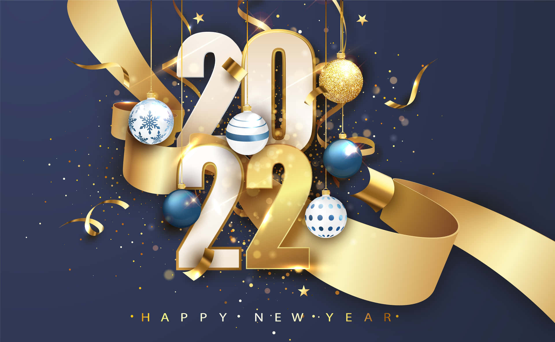 Blue And Gold New Year 2022 Wallpaper