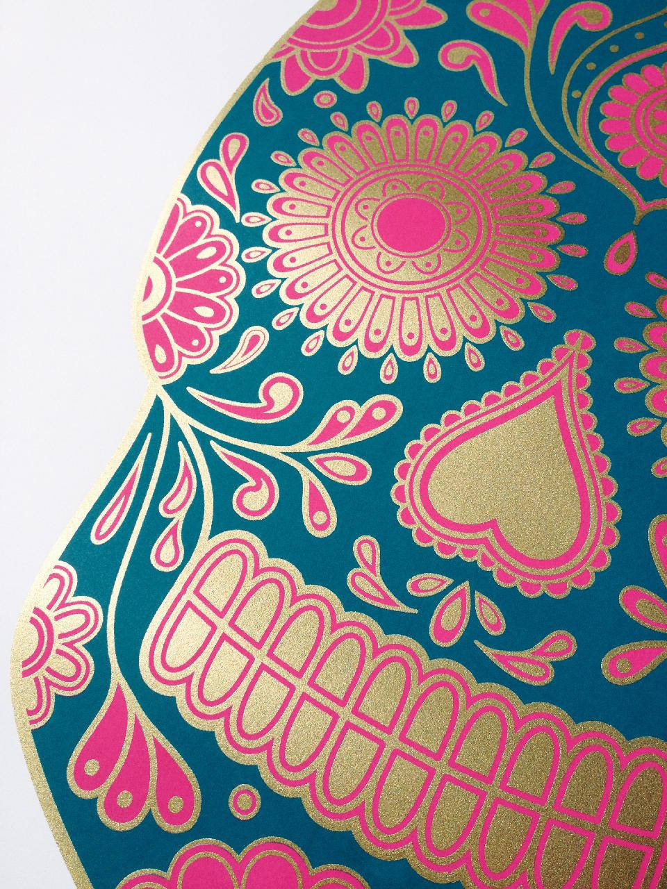 Blue And Pink Sugar Skull Wallpaper