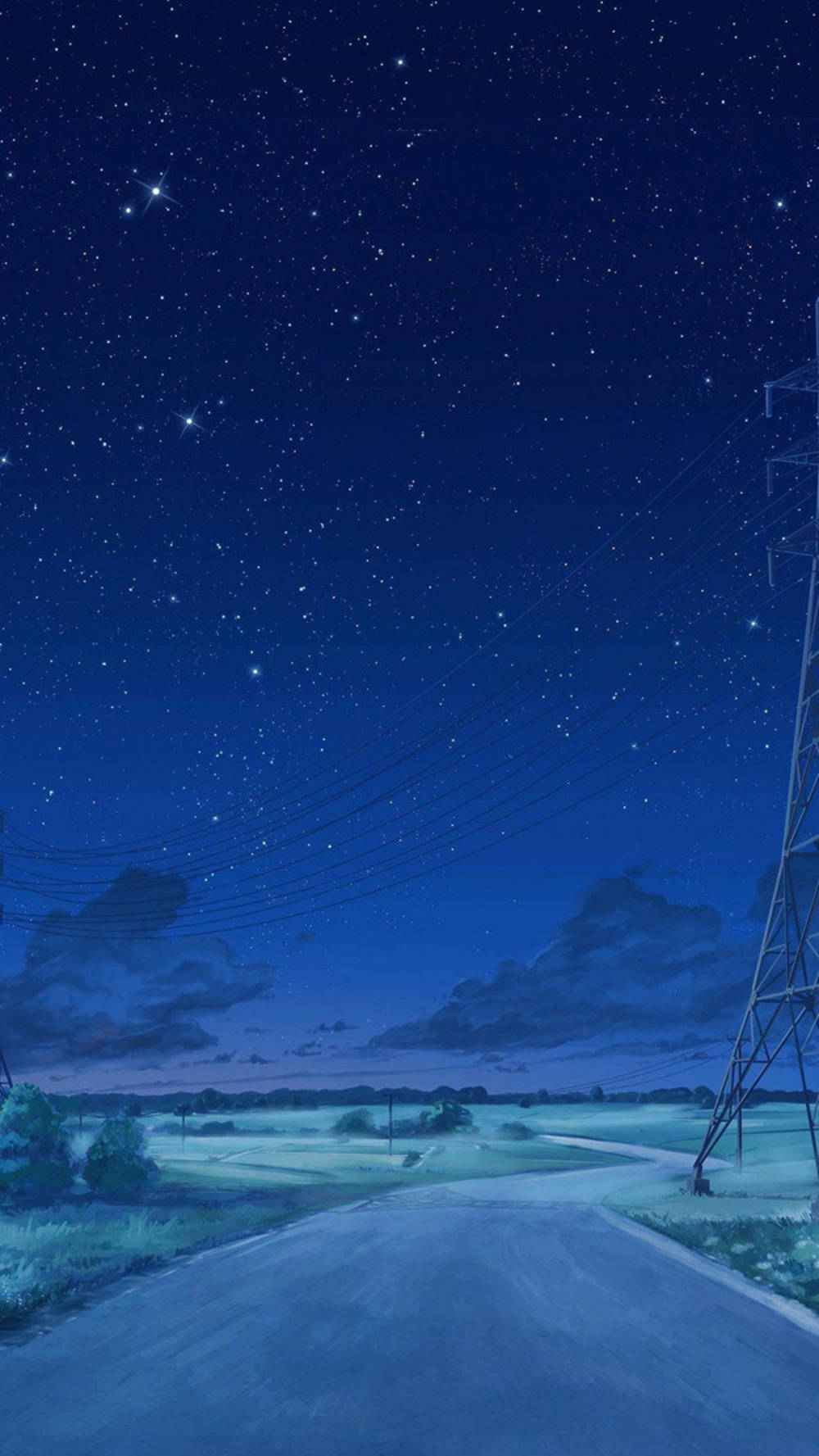 Blue Anime Starry Night Aesthetic Wallpaper