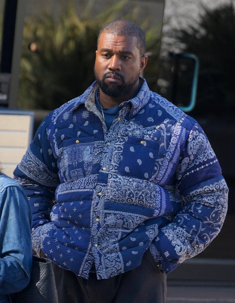 Blue Bandana Jacket Of Kanye West Wallpaper
