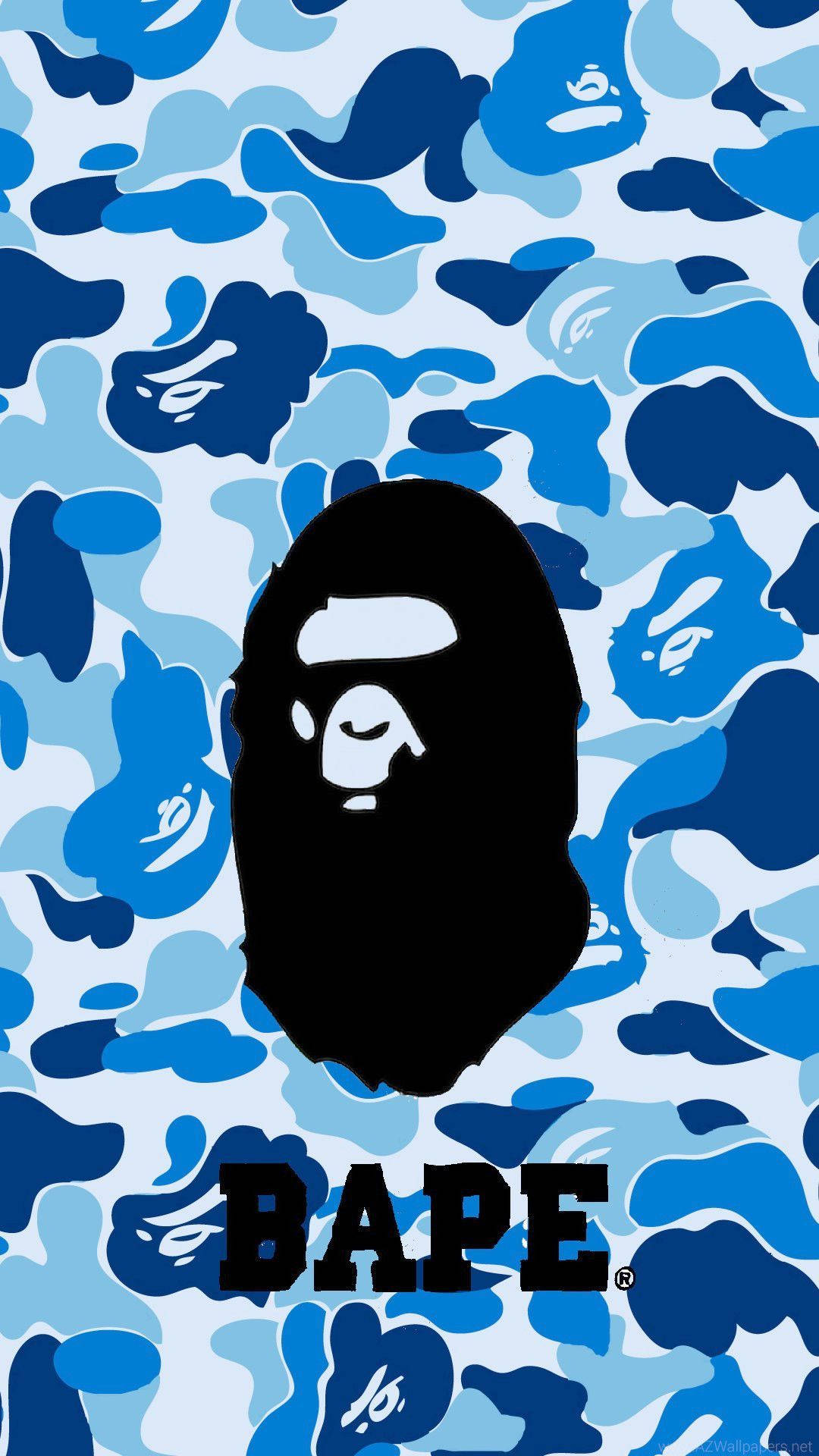 Blue Camouflage Bape Logo Wallpaper WallpapersOK